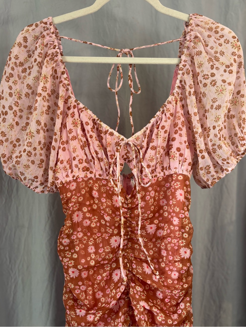 Free People Floral Puff Mini Dress XS - Picture 6 of 12